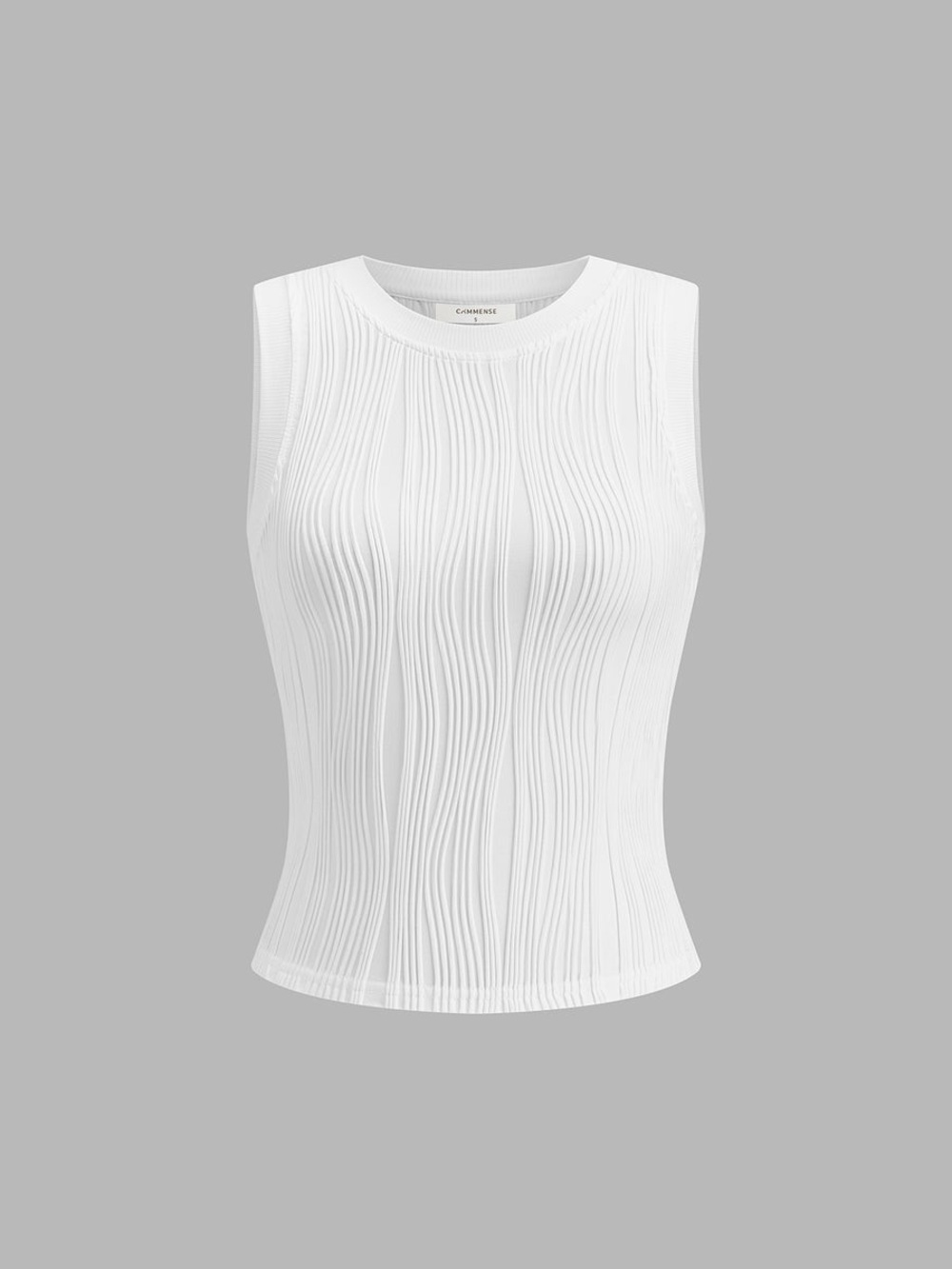 Commense Solid Wavy Textured Tank Top - Picture 3 of 5